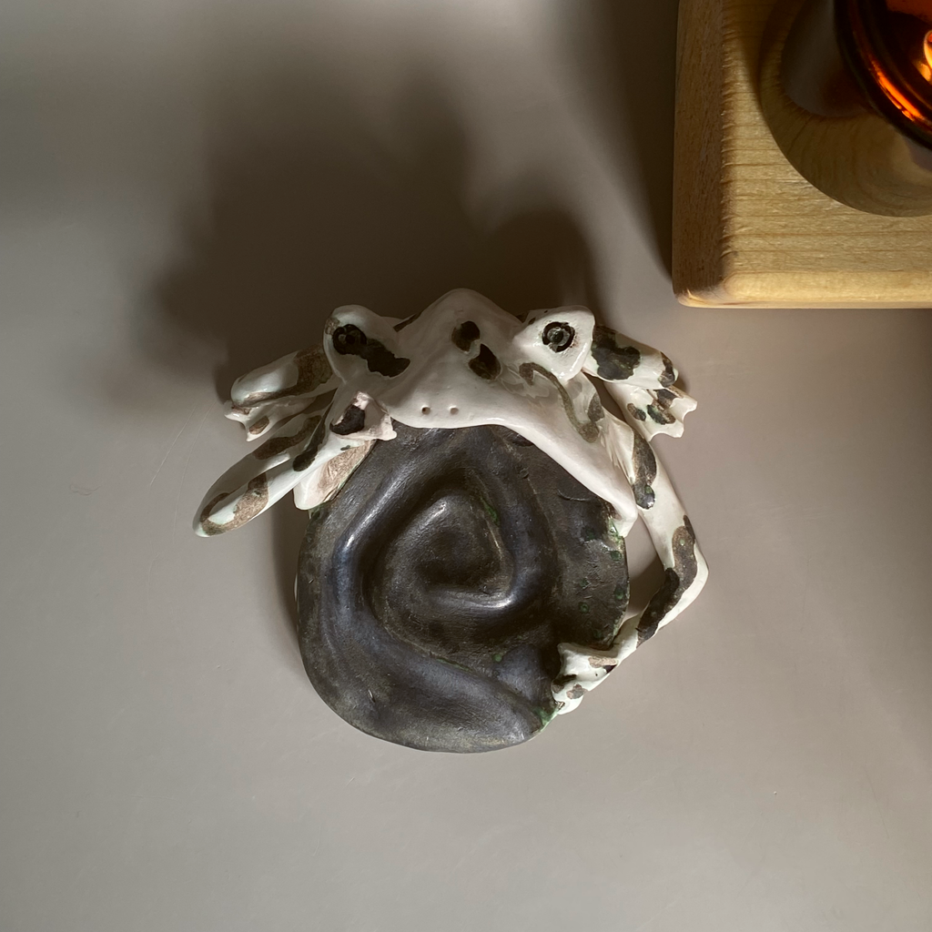 Frog catchall dish RUSTIC B&W